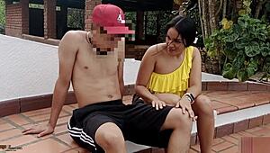 i took my big-ass stepsister to the public pool for hard risky sex