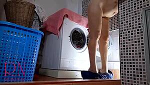 Housewife brutally fucked in washing machine domination