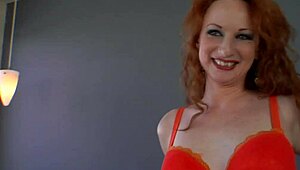 Redhead milf Destiny Porter in heels sucks a huge cock like a pro.