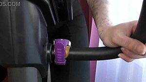 Athletic Pornstar In Lingerie Exercises On Bicycle Bouncing Boobs