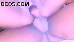 Slim pussy so tight and sweet, she licks her big cock solo.