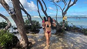 Two Beauties Enjoy Beach at Enseada dos Corais