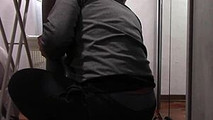 the milf in sexy lingerie and pantyhose irons while getting her ass touched and fucked hard