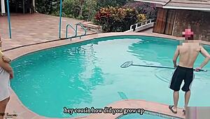 i took my big-ass stepsister to the public pool for hard risky sex