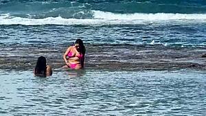 Two Beauties Enjoy Beach at Enseada dos Corais