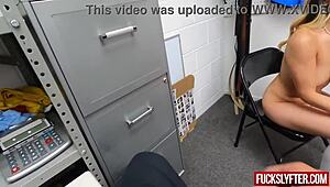 mads flores, caught stealing, wanna see her shy office fuck?