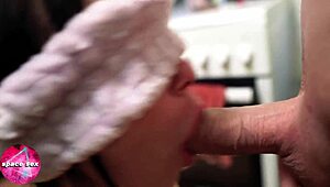 Blindfolded Brunette Deepthroats Big Cock Emotionally