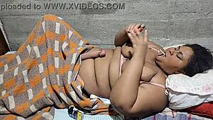 Futanari chubby mother-in-law in homemade scene