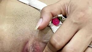 This horny latina teen's tight pussy gets fucked by a dildo in a homemade solo scene