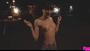 hanging out topless in public with honey gold and dakota marr lighting sparklers