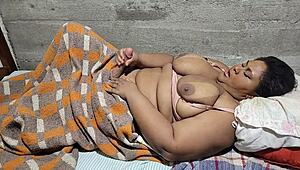 Futanari chubby mother-in-law in homemade scene