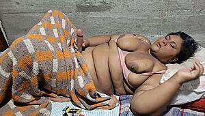 Futanari chubby mother-in-law in homemade scene