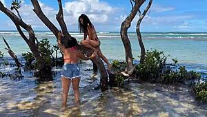 Two Beauties Enjoy Beach at Enseada dos Corais