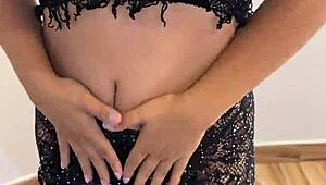 beautiful latina dances in see-through lingerie