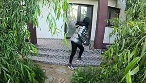 a lot of cum on my shiny down-jacket from the gardener 270- preview, with deepthroat and blowjob roleplay