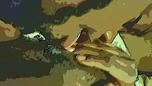 i love this ebony amateur's dildo and tounge tag team on wet pussy.