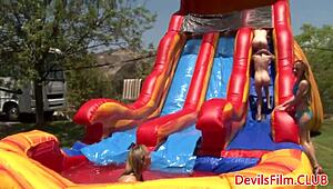 Outdoor Group Activity with Toys and Fetish Elements