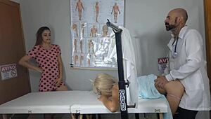 two naughty girls go to gynecologist to let him play with pussy 😏
