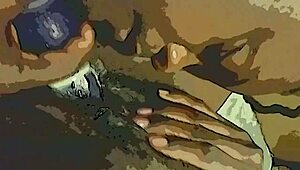 i love this ebony amateur's dildo and tounge tag team on wet pussy.