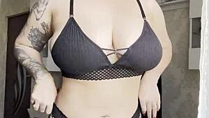 Sexy Blonde Intensely Touches Pussy In Lingerie