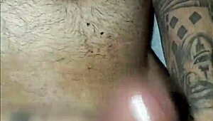 slutty wife gives amazing handjob and deepthroat blowjob to her husband