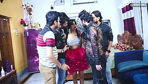 Desi Cute Doll Faces Gangbang and Multiple Cumshots with Hindi Audio