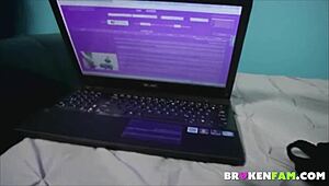 stepdaddy's princess dillion carter rides hard on the sofa