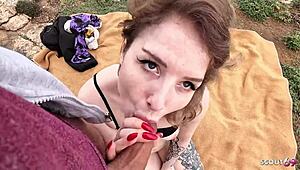 hey, dirty curvy german teen begs for quick no-condom beach bang by stranger