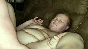 moaning milf screams loudly while getting fucked in pink thong until creampie