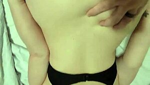 sexy wife teases husband with blowjob until he bends her over the bed and cums on her ass