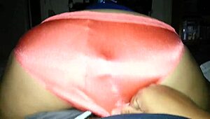Orange satin panties used for fucking