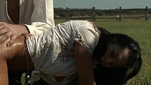 sandra romain banging hard outdoors with big tits