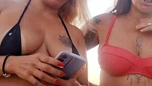 Beach Dirty Talk with Naughty Friend Before Deflowering Young Guy