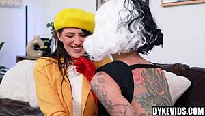 Hey, watch Cruella dominate young Charlie Valentine with a brutal strapon. How does Aubree Valentine handle it?