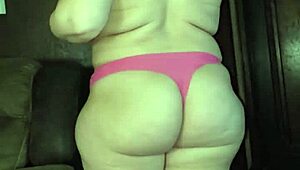 moaning milf screams loudly while getting fucked in pink thong until creampie