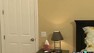 Blonde stepmom Erica Lauren takes hard anal pounding near resting husband
