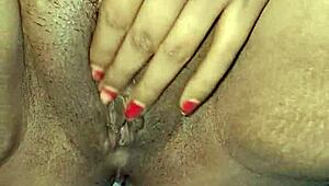 indian bhabhi's wet pussy slammed with hard dildo fuck