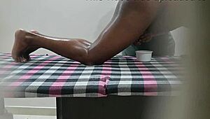Squeezing Sperm Milk Outside In Massage Spa