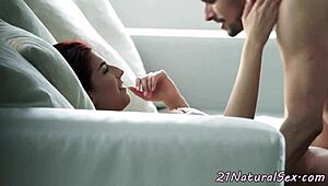 gorgeous redheads share passionate moments with shaved pussies getting fucked in missionary