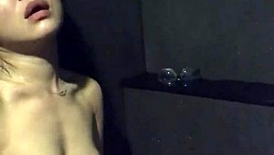 Asian Slut Wife Masturbates with Dildo and Vibrator in Gym Shower