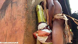 chubby young ranch girl tries stronger toys in country setting