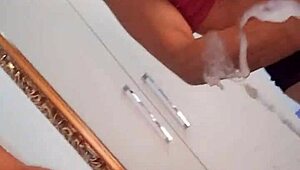 Paloma Veiga showing off her stunning 24cm cock while cumming.