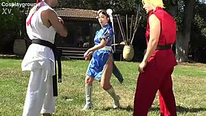 Jade Kush as Chun Li Fucked by Two Big Cocks