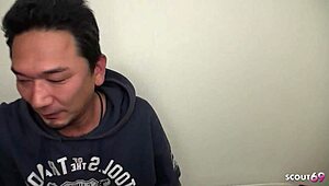 Petite Asian massage girl with long nipples tricked into rough sex by older guy. Watch her ride that monster!