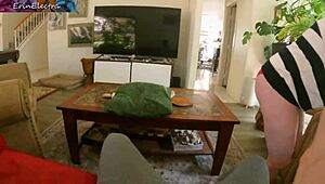 Stepmom Hangs Out in Underwear, Teasing in Living Room!