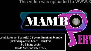 Beautiful 22-year-old Brazilian blonde Lola Morango gets picked up at the beach for DAP anal ATM with monster BBC