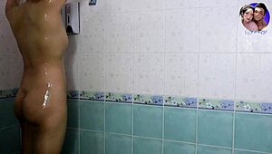 Teen babe showers and preps her tight pussy for action