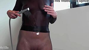 Amateur Soaking Wet Seamless Pantyhose in Pool