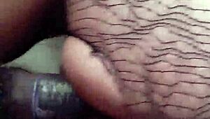 These pussy lips are holding the dick inside with natural tits on display 😏