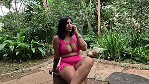 Running in park, pussy dripping honey everywhere.